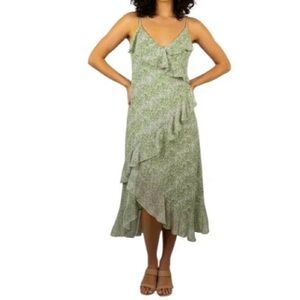 ASTR The Label green floral ruffle midi dress